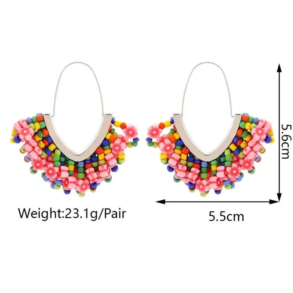 Anthropologie Multi Colored Beaded Hoop Earrings